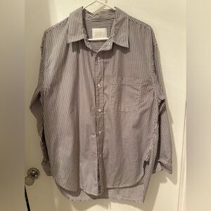 Citizens Of Humanity - Size Medium - Brown and White Striped Kayla Button Down